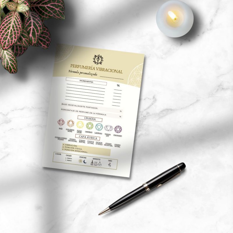 Bloc de notas para perfumería vibracional